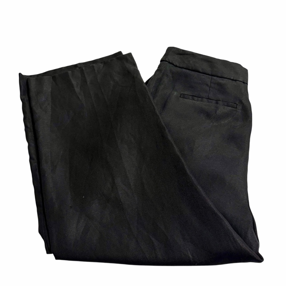J. Crew Black Linen-blend Trousers Pants Size 10 Wide Leg Classic Lined Cropped - Picture 9 of 15